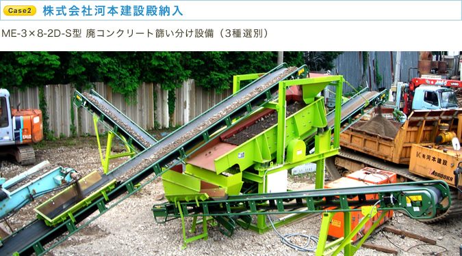 株式会社河本建設殿納入 ME-3×8-2D-S型 廃コンクリート篩い分け設備（3種選別）